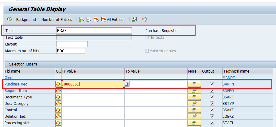 purchase order account assignment table sap